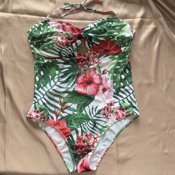 Grace Karin Tropical Floral One Piece Swimsuit Sz XL - Picture 5 of 16